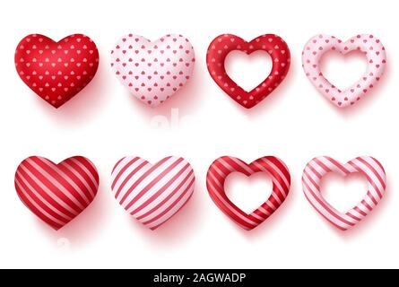 Elemento di cuori vector set. Cuori rossi e bianchi elementi di San Valentino per la decorazione e la raccolta isolato in uno sfondo bianco. Illustrazione Vettoriale. Illustrazione Vettoriale