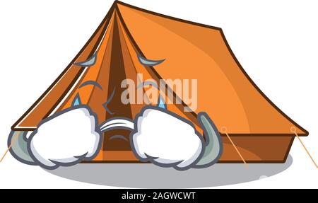 Triste pianto tenda da campeggio scorrere cartoon character design Illustrazione Vettoriale