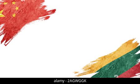 Bandiere di Cina e Lituania su sfondo bianco Foto Stock