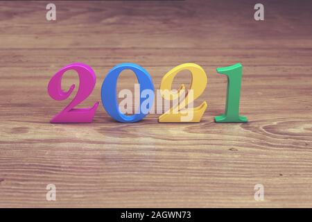 Anno Nuovo 2021 Creative Design Concept - Immagine 3D rappresentata Foto Stock