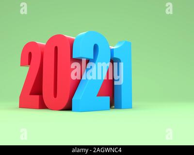 Anno Nuovo 2021 Creative Design Concept - Immagine 3D rappresentata Foto Stock