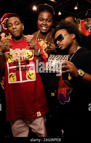 (L-R) Rapper Soulja Boy, Sean Kingston e valutazione al Magic fashion show presso il Centro Congressi di Las Vegas, Nevada. Foto Stock