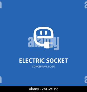 Logo astratto della presa elettrica. Isolato illustrazione vettoriale Illustrazione Vettoriale