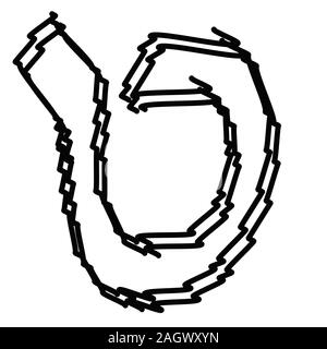 Lettere nere alfabeto ebraico. Font ebraico baby scarabocchio. Illustrazione Vettoriale su sfondo isolato. Illustrazione Vettoriale