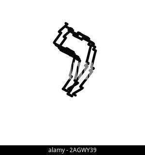 Lettere nere alfabeto ebraico. Font ebraico baby scarabocchio. Illustrazione Vettoriale su sfondo isolato. Illustrazione Vettoriale