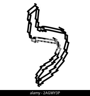 Lettere nere alfabeto ebraico. Font ebraico baby scarabocchio. Illustrazione Vettoriale su sfondo isolato. Illustrazione Vettoriale