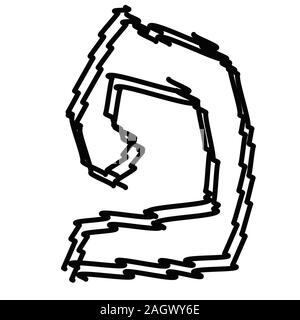 Lettere nere alfabeto ebraico. Font ebraico baby scarabocchio. Illustrazione Vettoriale su sfondo isolato. Illustrazione Vettoriale