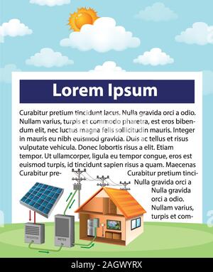 Diagramma che mostra come cella solare funziona a casa illustrazione Illustrazione Vettoriale