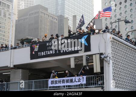 Dicembre 22 2019 Central Hong Kong dimostranti uiguri di supporto in Cina. Foto Stock