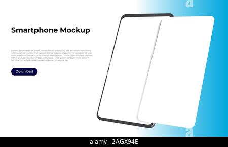 3D ruotate smartphone doppia mockup modello di applicazione per la presentazione e la progettazione dell'esperienza utente Illustrazione Vettoriale