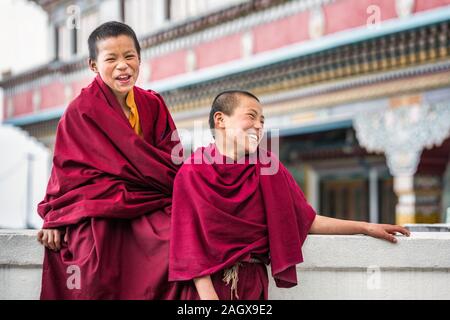 GHOOM, India - 18 Marzo 2017: sorridere i monaci buddisti nel monastero Dali Ghoom, India. Foto Stock