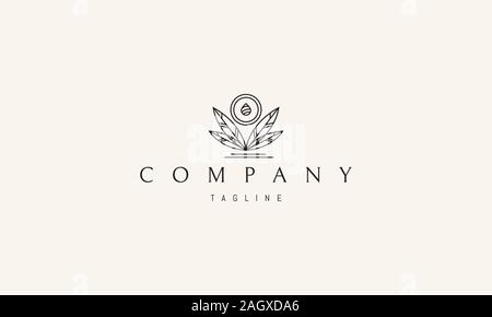 Il logo del vettore su cui una immagine astratta di foglie con una goccia. Illustrazione Vettoriale