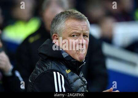Sheffield Regno manager Chris Wilder durante il match di Premier League tra Brighton e Hove Albion e Sheffield regno alla Amex Stadium Brighton, Regno Unito - 21 dicembre 2019 - solo uso editoriale. No merchandising. Per le immagini di calcio FA e Premier League restrizioni si applicano inc. no internet/utilizzo mobile senza licenza FAPL - per i dettagli contatti Football Dataco Foto Stock