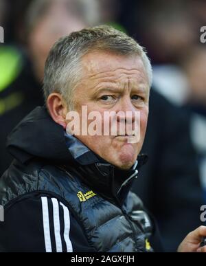 Sheffield Regno manager Chris Wilder durante il match di Premier League tra Brighton e Hove Albion e Sheffield regno alla Amex Stadium Brighton, Regno Unito - 21 dicembre 2019 - solo uso editoriale. No merchandising. Per le immagini di calcio FA e Premier League restrizioni si applicano inc. no internet/utilizzo mobile senza licenza FAPL - per i dettagli contatti Football Dataco Foto Stock