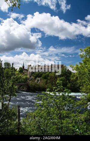 Laufen Castello è un palazzo a Reno che si affaccia sul Reno e la caduta dell'acqua. Foto Stock