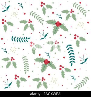 Holly impianto, motivo floreale immagine vettoriale Illustrazione Vettoriale