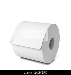 Bianco rotolo di carta. 3d illustrazione isolati su sfondo bianco Foto Stock