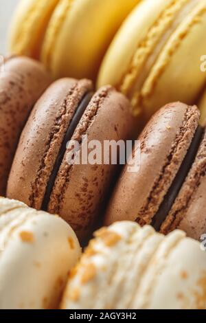 Chiudere l immagine di color pastello macarons come sfondo, macro shot, il fuoco selettivo Foto Stock