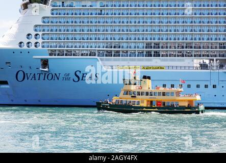 Royal Caribbean International la nave di crociera, ovazione dei mari e traghetto, Porto di Sydney, Sydney Australia Foto Stock