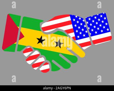 Sao Tomé e Principe e USA bandiere Handshake vettore Illustrazione Vettoriale