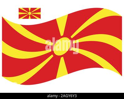 Vettore flag Wave North Macedonia Illustrazione Vettoriale