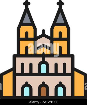 La cattedrale di Colonia, il punto di riferimento del tedesco piatta linea colore icona. Illustrazione Vettoriale