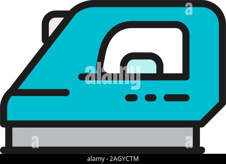 Ferro da stiro, schermo piatto a colori icona linea. Isolato su sfondo bianco Illustrazione Vettoriale