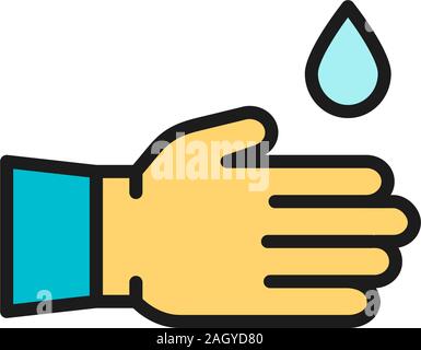 Guanti di gomma, pulizia schermo piatto a colori icona linea. Isolato su sfondo bianco Illustrazione Vettoriale