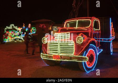 (191222) -- ALBUQUERQUE (USA), Dicembre 22, 2019 (Xinhua) -- Foto scattata il 21 dicembre, 2019 mostra installazioni illuminata durante il fiume di luci a ABQ Bioparco Giardino Botanico in Albuquerque, New Mexico, negli Stati Uniti. La passeggiata annuale-attraverso la luce mostra il fiume di luci, con milioni di luci scintillanti e quasi 600 abbagliare holiday visualizza, fasi qui durante il mese di dicembre. (Foto di Richard Lakin/Xinhua) Foto Stock