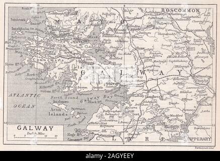 Vintage Mappa di Galway Foto Stock