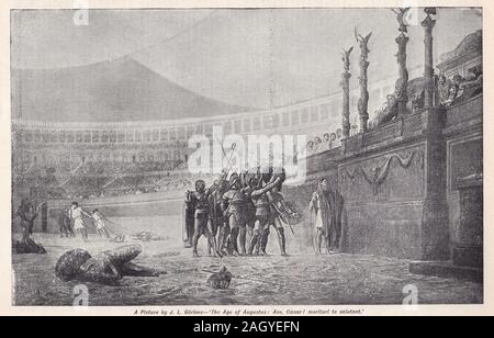 L'età di Augusto: Ave, Caesar! Morituri te salutant da J. L. Gerome. Foto Stock