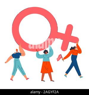 Diverse donne tenere premuto il simbolo di Venere insieme Illustrazione Vettoriale