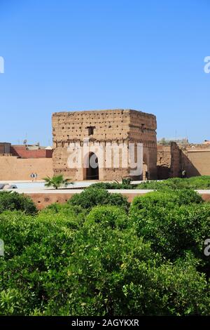 Palazzo El Badi, (Badii, Badia), l'Incomparabile Palace, XVI secolo, Marrakech, Marrakech, Marocco, Africa del Nord Foto Stock