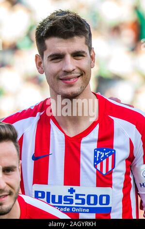 SEVILLA, 22-12-2019. Primera Division campionato spagnolo. LaLiga. Estadio Benito Villamarin. Álvaro appartamento Morata (Atlético de Madrid) durante il gioco Real Betis - Atlético de Madrid. Foto Stock