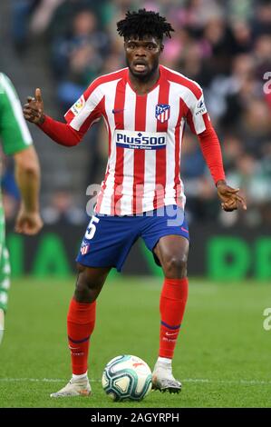 SEVILLA, 22-12-2019. Primera Division campionato spagnolo. LaLiga. Estadio Benito Villamarin. Thomas Partey (Atlético de Madrid) durante il gioco Real Betis - Atlético de Madrid. Foto Stock