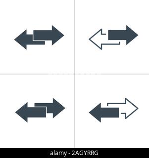 Le frecce sinistra e destra icon set. Simbolo di frecce di raccolta. Stock illustrazione vettoriale isolati su sfondo bianco. Illustrazione Vettoriale