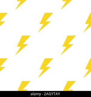Un fulmine o tuono segno modello di simbolo sullo sfondo bianco. Vettore senza giunture. Illustrazione Vettoriale