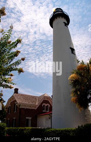 St Simons Island Light House si trova sulla punta meridionale di San Simons Island, Georgia Foto Stock