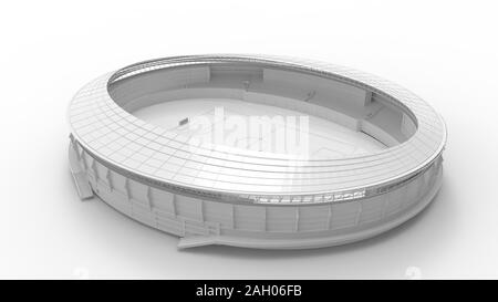 3D rendering di uno stadio isolato in uno sfondo bianco Foto Stock