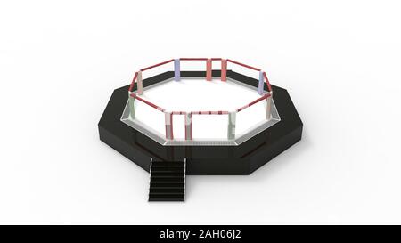 3D rendering di una lotta MMA cage anello isolato in sfondo per studio Foto Stock