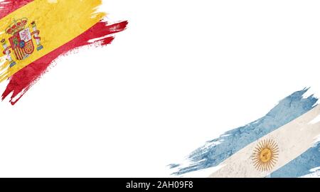 Bandiera della Spagna e Argentina su sfondo bianco Foto Stock