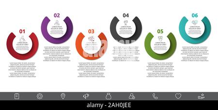 Template vettoriale cerchio infographics. Il concetto di business con 6 opzioni e parti di ricambio. Sei fasi per il contenuto, grafico, diagrammi, presentazione Illustrazione Vettoriale