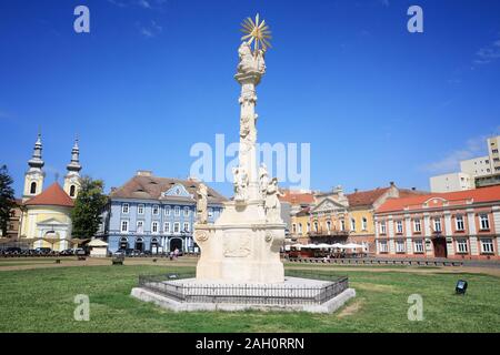 Piazza Unirii in Timisoara, Romania. Città bellissima architettura. Foto Stock