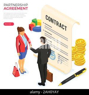 Partnership aziendali della stretta di mano di uomo e donna Illustrazione Vettoriale