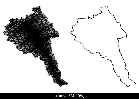 Provincia Bayan-Olgii (aimag, Province della Mongolia) mappa illustrazione vettoriale, scribble schizzo Bayan-Ulgii Aimag mappa Illustrazione Vettoriale