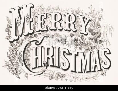 Buon Natale litografia (1876) pubblicato da Currier & Ives (1834-1907) Foto Stock