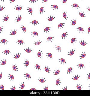 Semplice configurazione senza giunture con occhio ragazza isolato su sfondo bianco Illustrazione Vettoriale