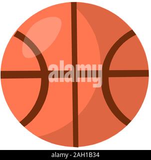 Vettore di basket cartoon icona. Round sfera arancione per la pallacanestro, cartoon logo, isolato su bianco Illustrazione Vettoriale