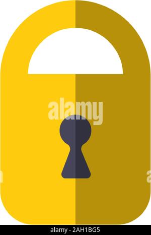 Icona a forma di lucchetto. Il simbolo di protezione. Serratura della porta icona vettore. Il castello di porta per l'icona a forma di casa. La serratura della porta per la memorizzazione e la relativa icona. Icona a forma di lucchetto in elegante stile piatto Illustrazione Vettoriale