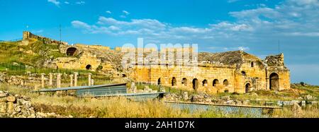 Anfiteatro romano a Ierapoli in Pamukkale, Turchia Foto Stock